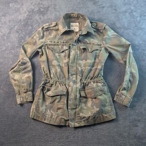 Vintage Y2K Mudd Studded Camo Army Jacket Medium Mall Prep Punk Cyber Goth Rave